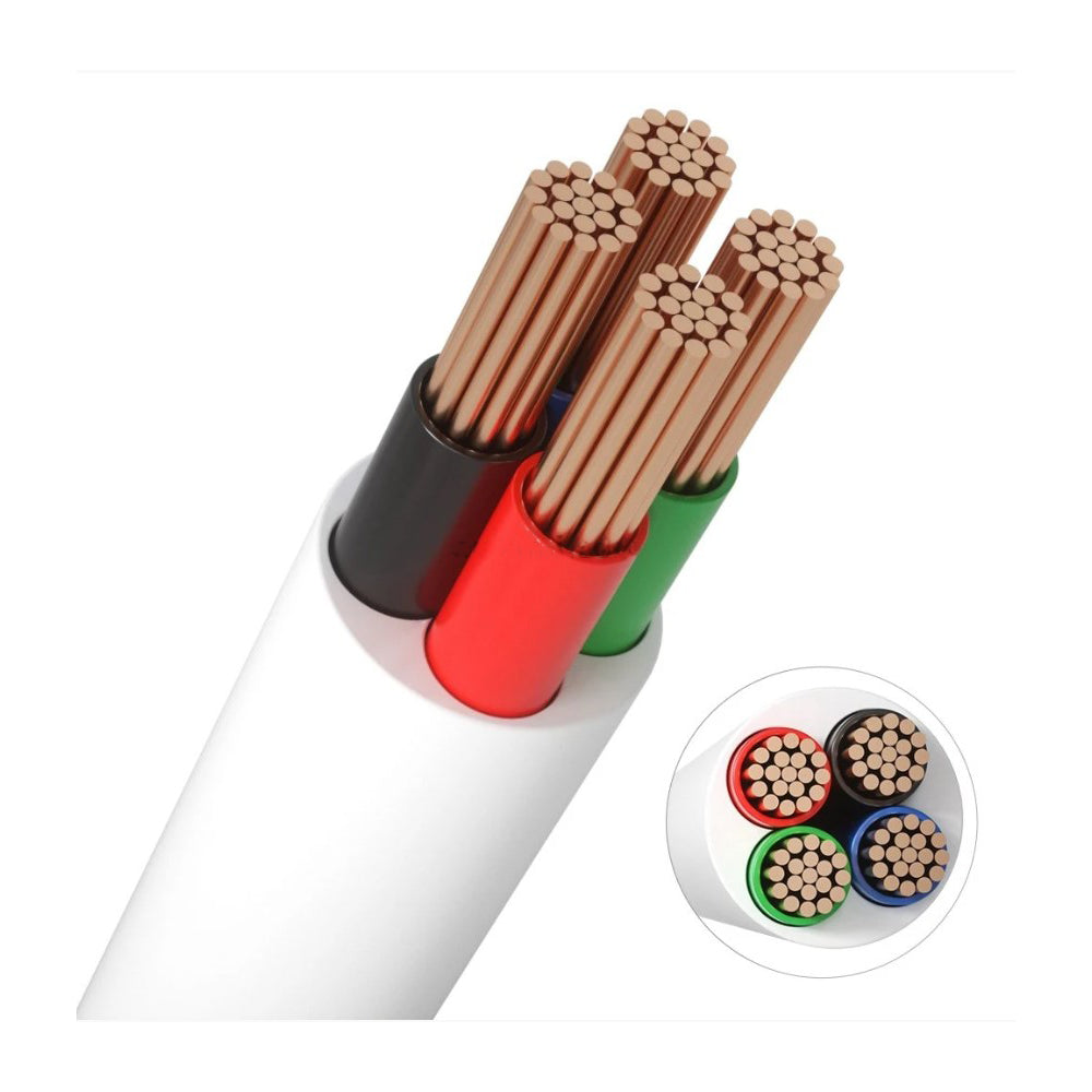 RGB kabel, hvid rund - 4 x 0,5 mm², metervare, min. 5 meter (12-24V)