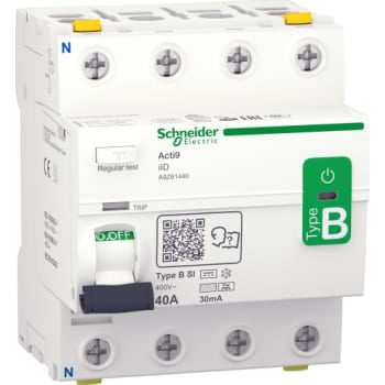 Acti9 RCCB HPFI afbryder 4P 40A 30mA klasse B-SI AC/DC til installationer med 3faset frekvensomforme