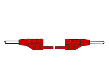 Prof. Testledning, 2mm banan, stabelbar, Rød (25cm)