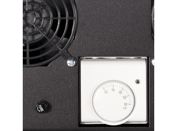 Serverkøler til gulv-rackskab - 4 blæsere m. termostat, Sort