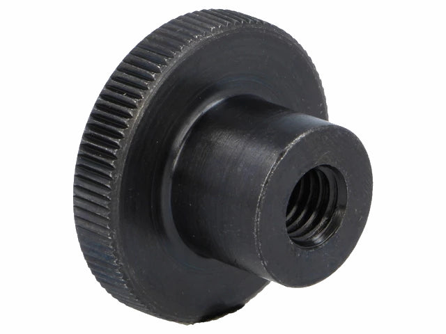 Fingerskrue - M4 gevindhul, Ø16mm rillet greb, H9,5mm, Sort