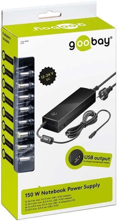 Universal netadapter - 12 til 24Vdc / 132W (8,5A) + USB