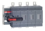Sikringsbryder 4-polet 400A ved 690V AC for DIN0/1/2 nul til højre uden sikring med sort greb og aks