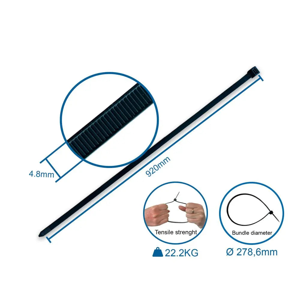 Strips / Kabelbinder 4,8x920mm. sort - 100 stk.
