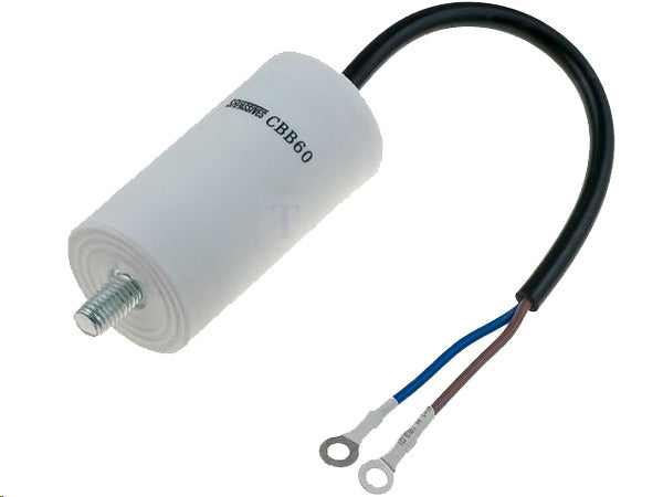 MOTOR kondensator - 8uF / 450V, M8 forskruning, Ledning