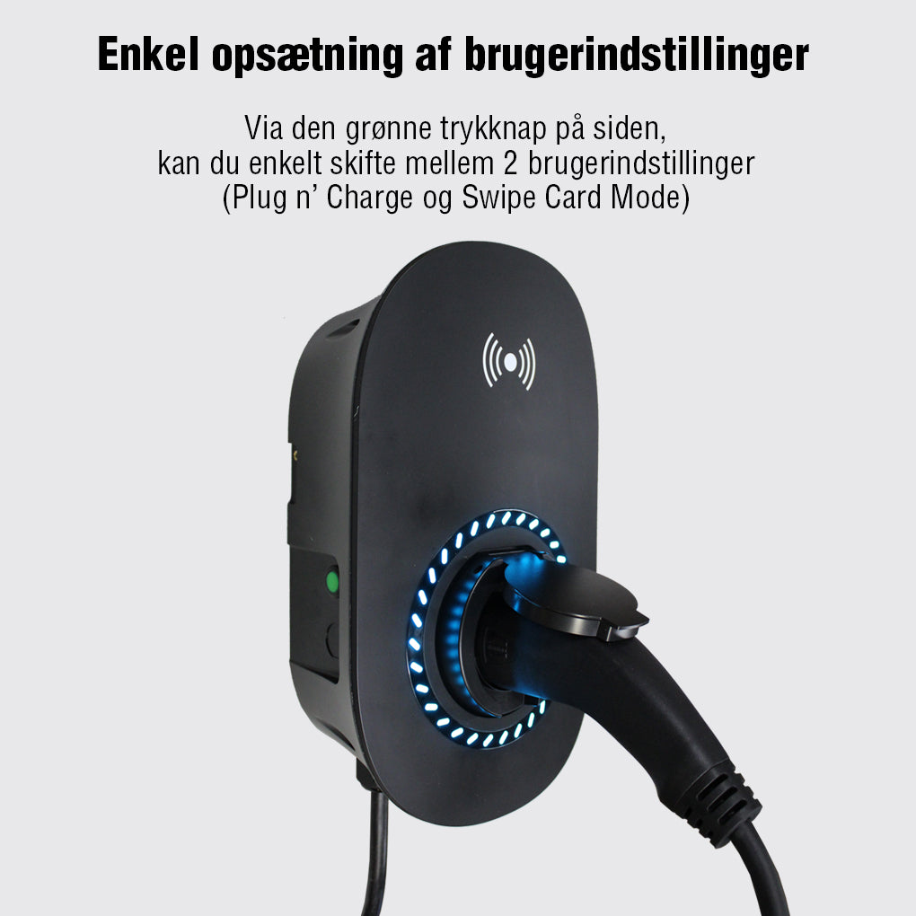 Fullwatt Wallbox EV Lader, 11kW Type 2, Wi-Fi/BT, Hvid