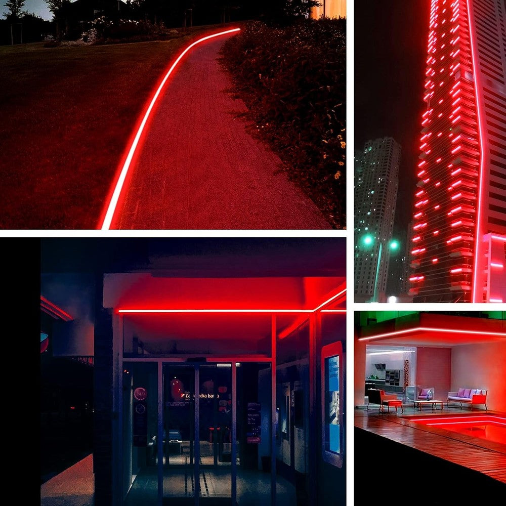 5 meter Rød Neon COB strip - 230V, IP67, 288 LED, 11,5W/m, kan klippes hver 10cm