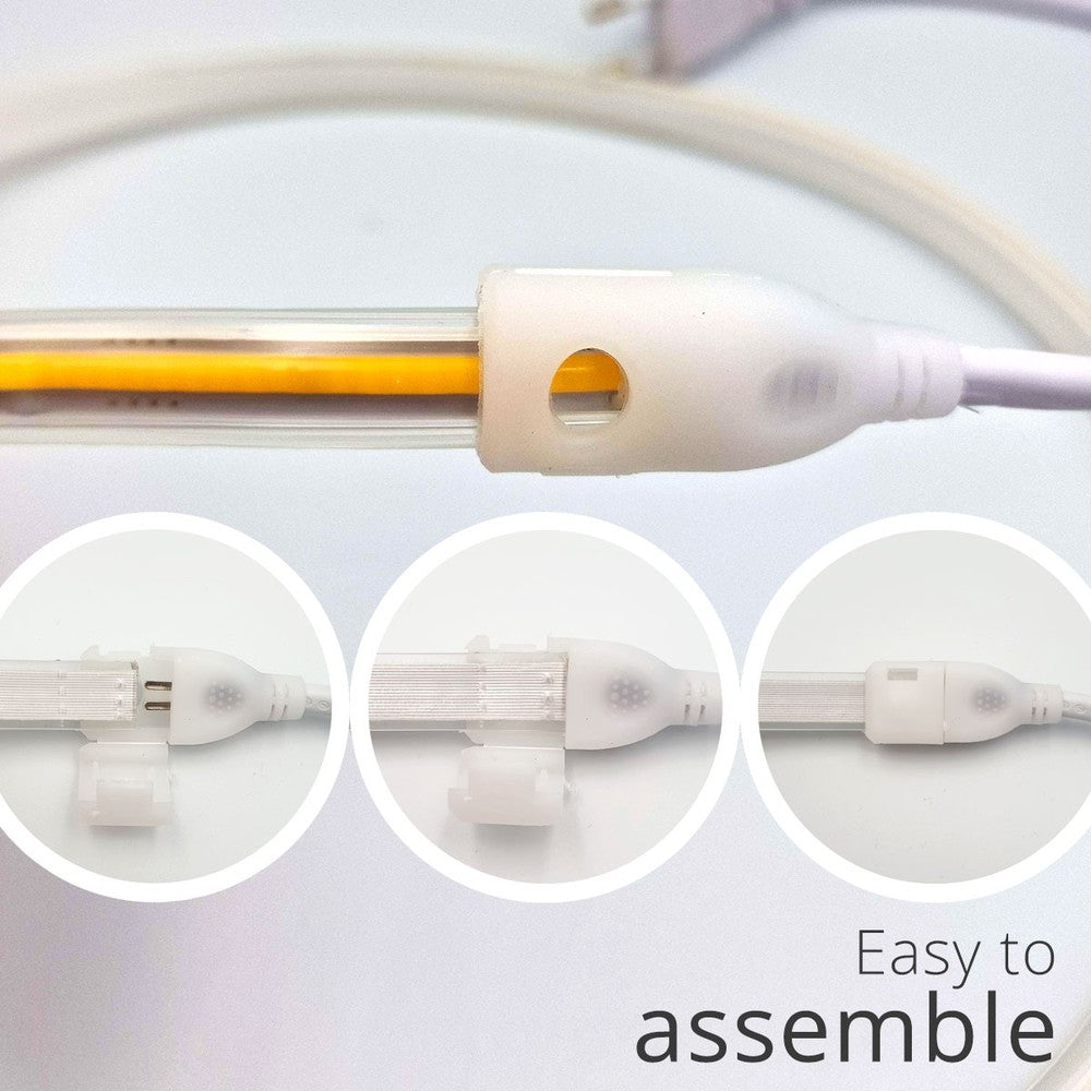 5 m. Vandtæt COB Strip - 230V, IP67, 360 LED, 10W/m, Kan Klippes