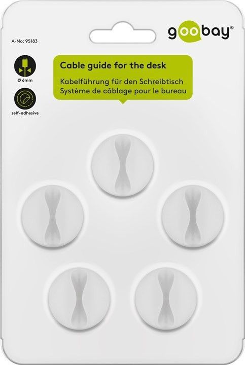 Fleksible kabelholdere - Selvklæbende, Hvid (5 stk.)