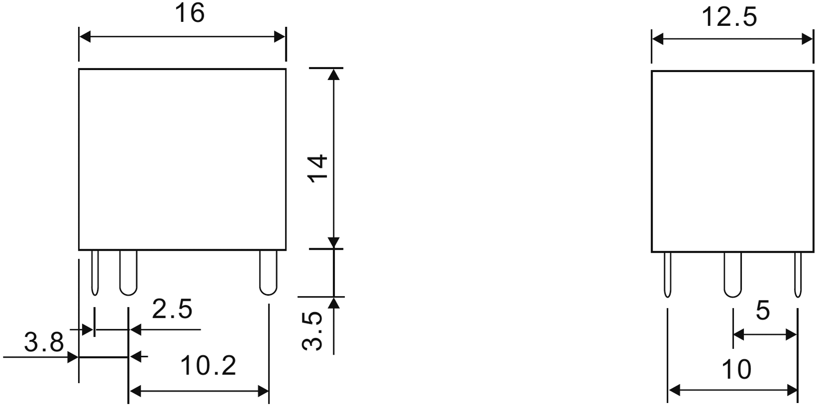 Autorelæ - 12Vdc 20A, 1 x skifte (SPDT), 5-ben 2,5mm