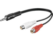 Audiokabel - 3,5mm st.JACK han > 2 x RCA(Phono) hun (0,2m)