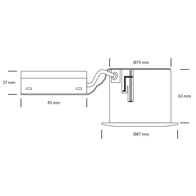 LED spot m. 6W 35° - rund sort 33m Type: 3509