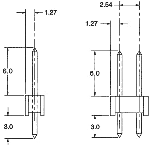 Dual Pin header 2,54mm - Han/han, (2x10) 20 pins (H11,6mm)