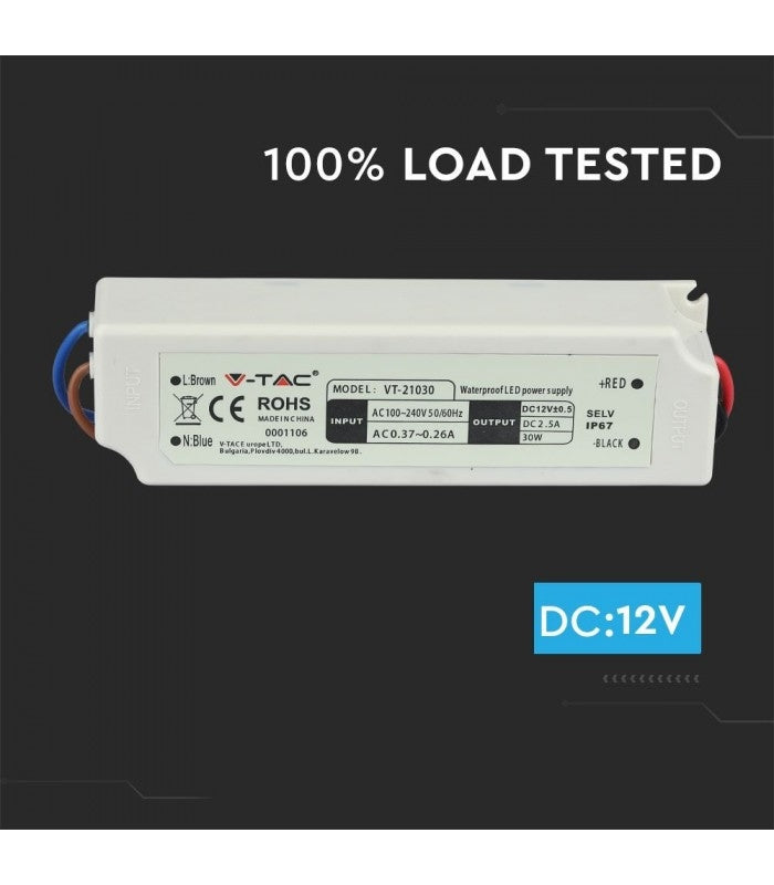 strømforsyning - 12V DC, IP67 vandtæt