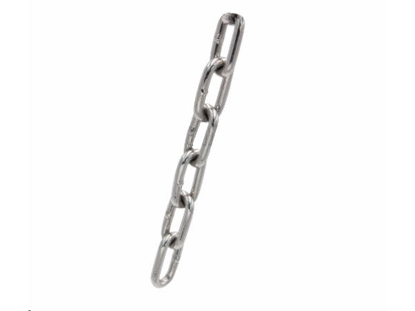 Kæde, langl. svejst, A2 rustfri stål 5mm (metervare)