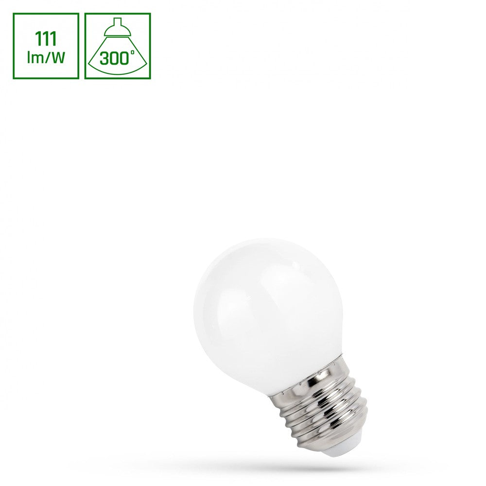 LED kugle P45 E27 5,5W - 230V, kultråd, varm hvid, mælked, Spectrum
