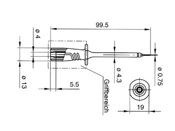 Testprobe m. fjederspids - Rød (4mm sikkerhedsbananfatn.)