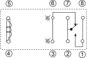 Vertikalt relæ - 12VDC 16A, 1 x skifte (SPDT), 8-ben 5mm
