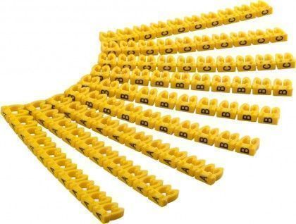 Kabelmarkerings clips - Bogstaver A-C, 3x30 gul (<Ø4mm)