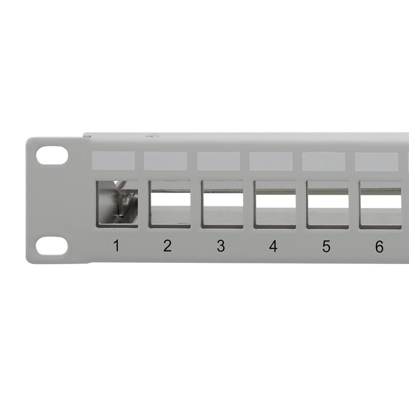 19" Patch panel - 1U, 24 x keystone porte, Grå