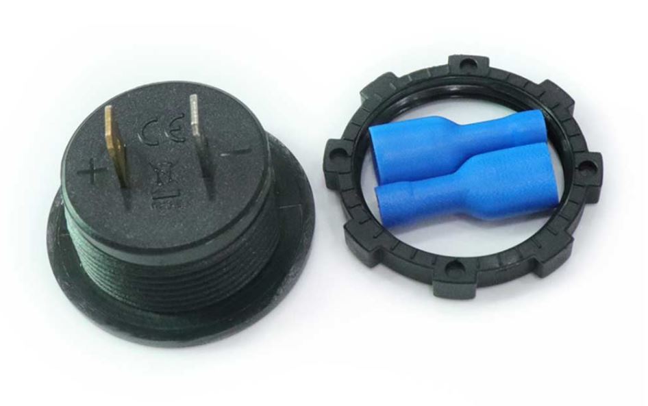 24V bil-batteri panel-voltmeter - 5-30Vdc, Farve-LED displ.