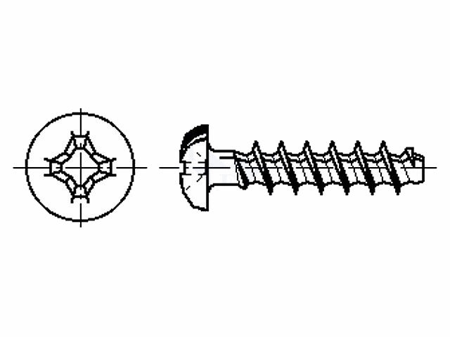 Skrue til plast - 1,8x8mm, PH0, Forzinket stål (25 stk.)