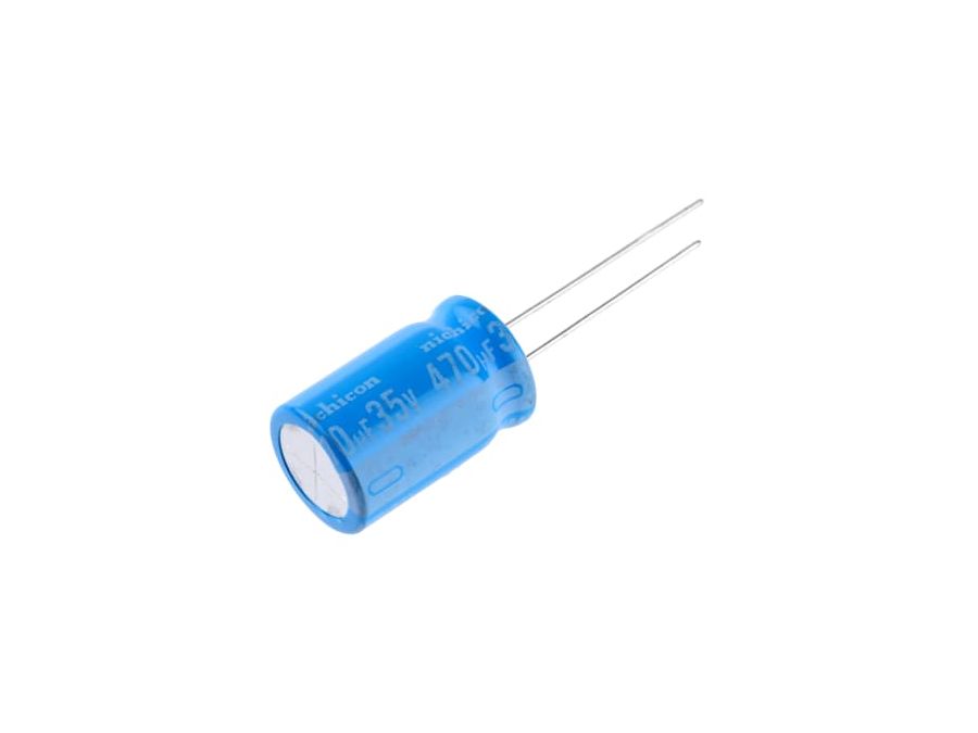 470uF 35V Lodret elektrolyt kondensator,Ø12,5x20mm (125°C)