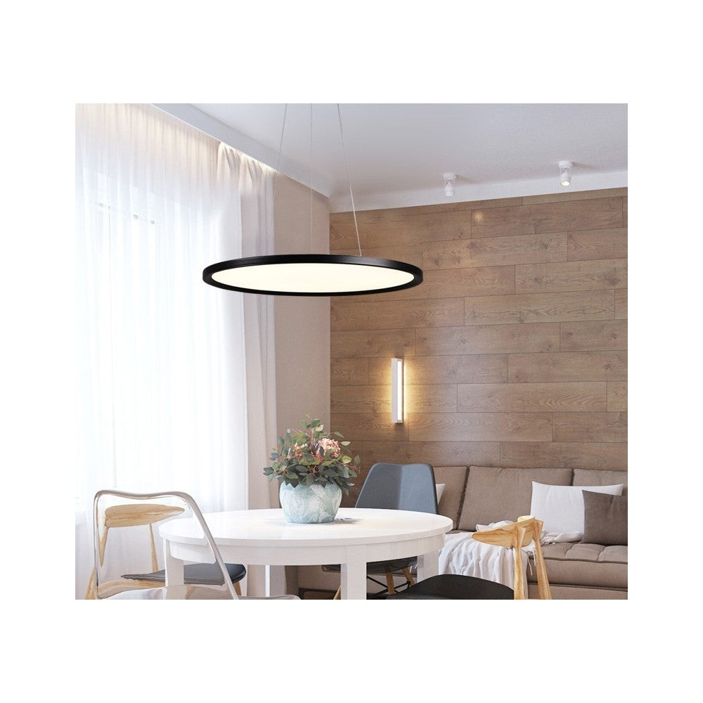 40W LED rundt panel, sort, Ø60 inkl. wireophæng - 4000lm, RA80