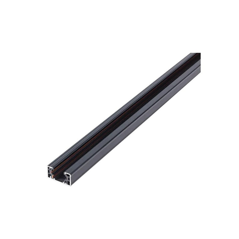 Sort LEDskinne til skinnespot, 1 meter, 1-faset, med tilslutning og endeprop