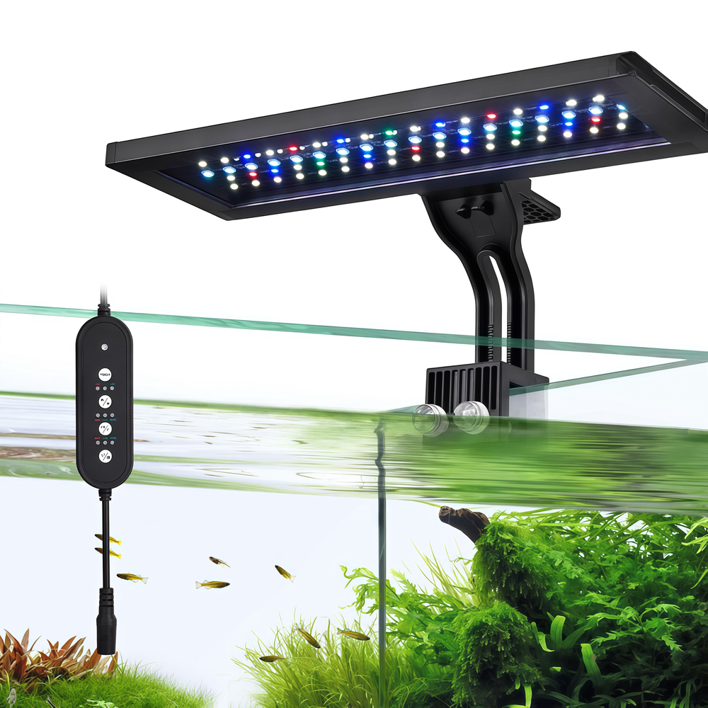 30 cm LED akvarielampe med RGBW lys, 18W effekt og timer - 230V input