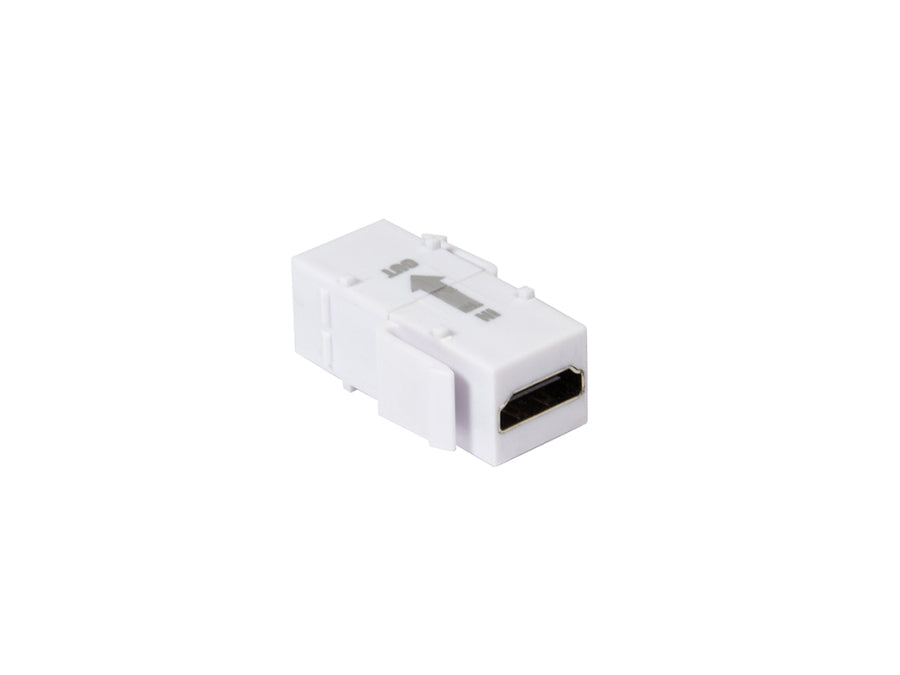 Keystone HDMI stik - 2 x HDMI hun, m. repeater, Hvid
