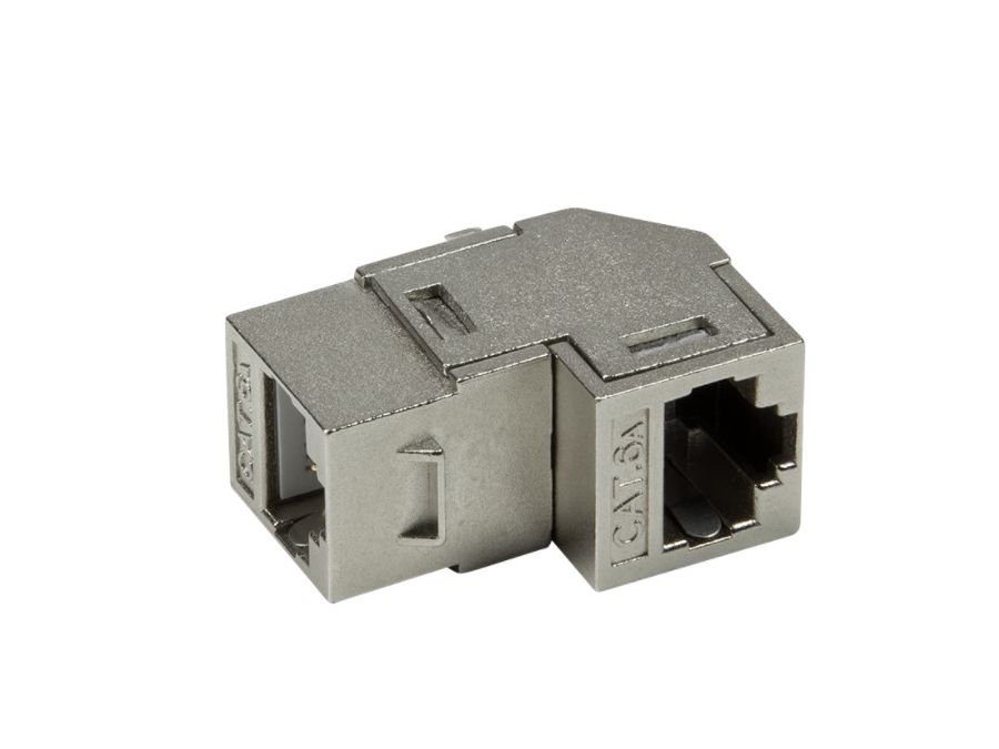 Keystone RJ45 mellemled - CAT6a skærmet, 2 x RJ45(8P8C), 90°