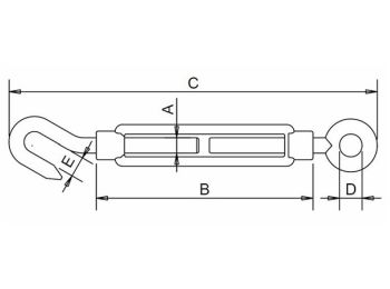 Rustfri stål bardunstrammer - M6, Øje/krog
