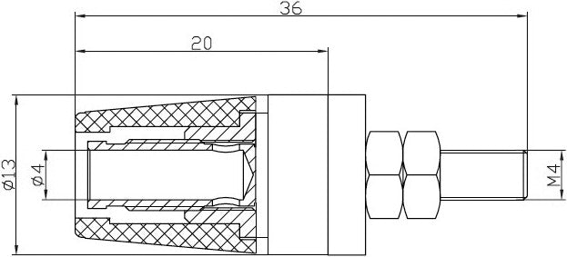 Bananbøsning - 4mm, skruetype, Rød (24A)