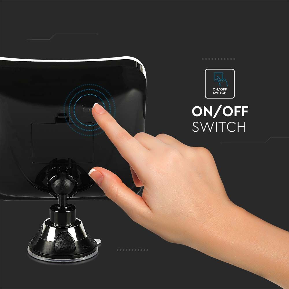 3,2W LED Spejllampe med Sort Hus og 3xAA Batteri - Perfekt til Badeværelset - 16,2x19,2cm