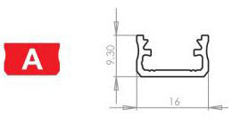 Alu. LED profil - Type A, Anodiseret alu. (1m)
