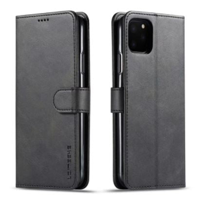 Læder flipcover m. kortholder - Til iPhone 12 Mini, Sort