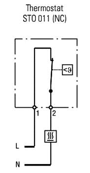 Termostat til DIN skinne - NC, 10A/250V, 0-60°C