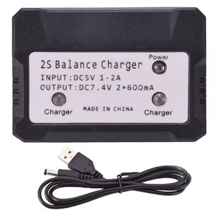 S2 Balance lader til 2 x 7,4V LiPOL batterier, 2 x 600mA