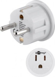 Rejseadapter - USA/japan hun til CEE7/3 (EU) han, Hvid