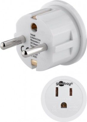 Rejseadapter - USA/japan hun til CEE7/3 (EU) han, Hvid