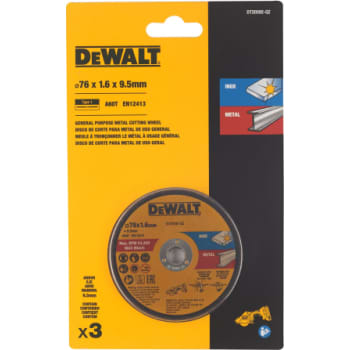 DEWALT skæreskive til INOX og metal, Ø76/10 mm x 1,6 mm, 3 stk.