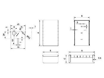 EMI/RFI afskærmningskabinet m. skillerum - 83x50x26mm