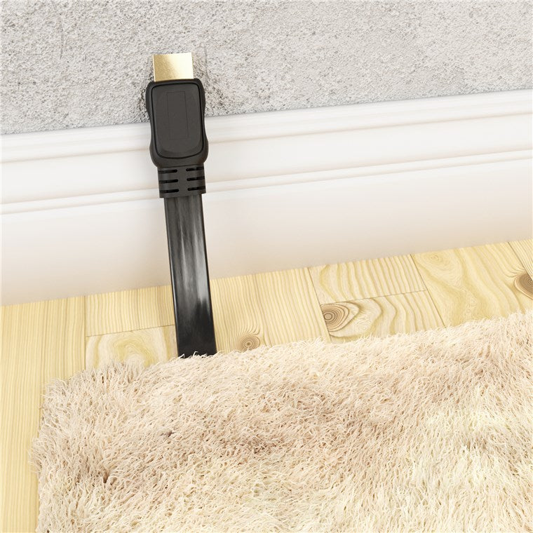 HighSpeed HDMI 2.0 fladkabel - 2 x HDMI han m.E, Sort (1,5m)