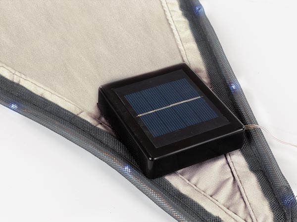 Trekantet solsejl m. LED kantlys - 3,6 x 3,6 x 3,6m LYSEGRÅ