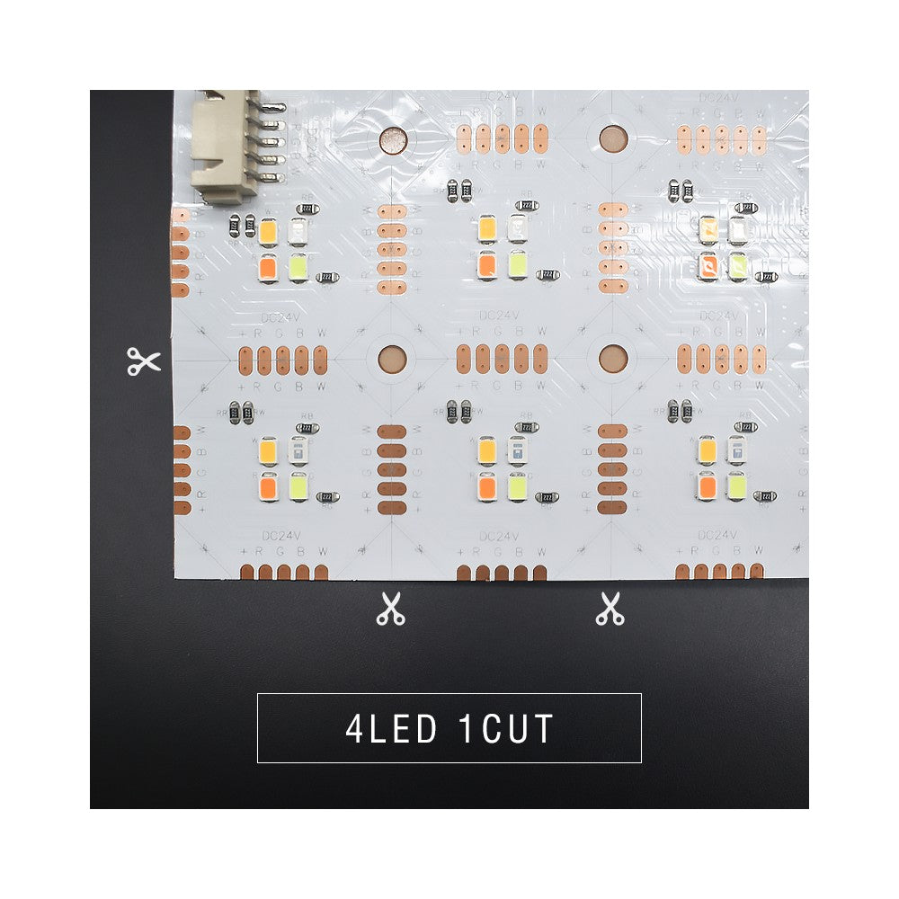 49x24 foldbar RGBW LED strip med høj farvegengivelse (RA95) - 45W, IP20, 24V