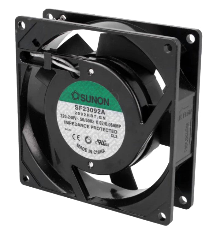 AC blæser - 92x92x25mm 230V 14,5W (2,8mm spadestik)