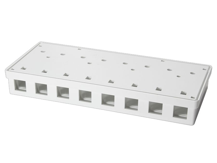 Keystone tilslutningsboks til vægmontage - 8 porte, Hvid
