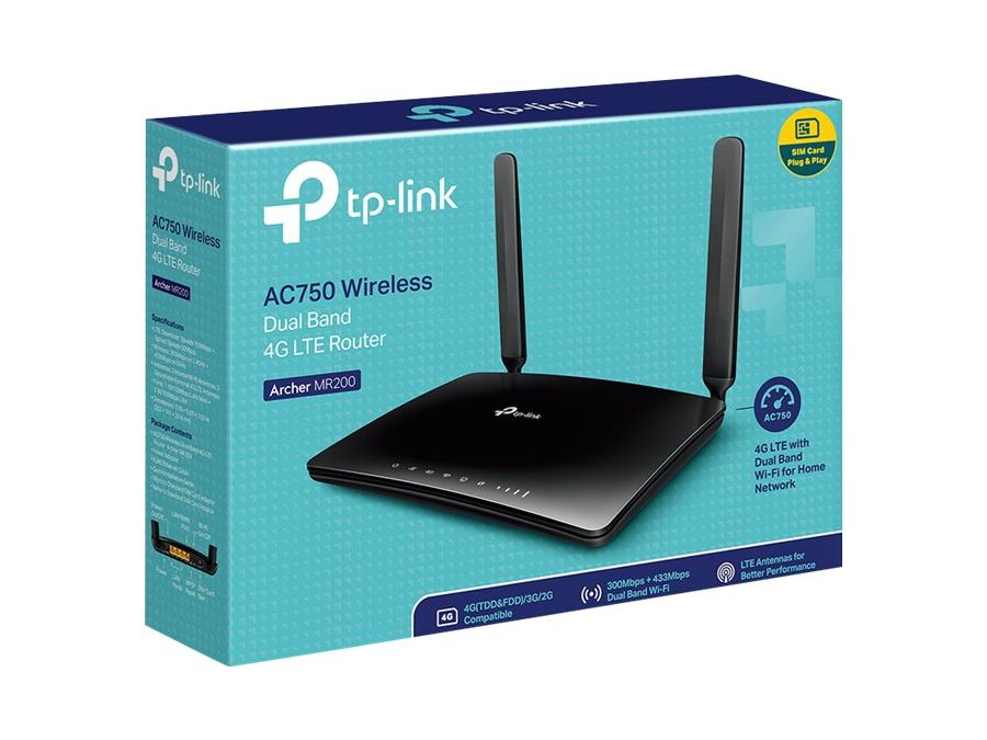 AC750 router - 4G LTE Cat 4, 802.11ac, 4xRJ45, m. SIM-port