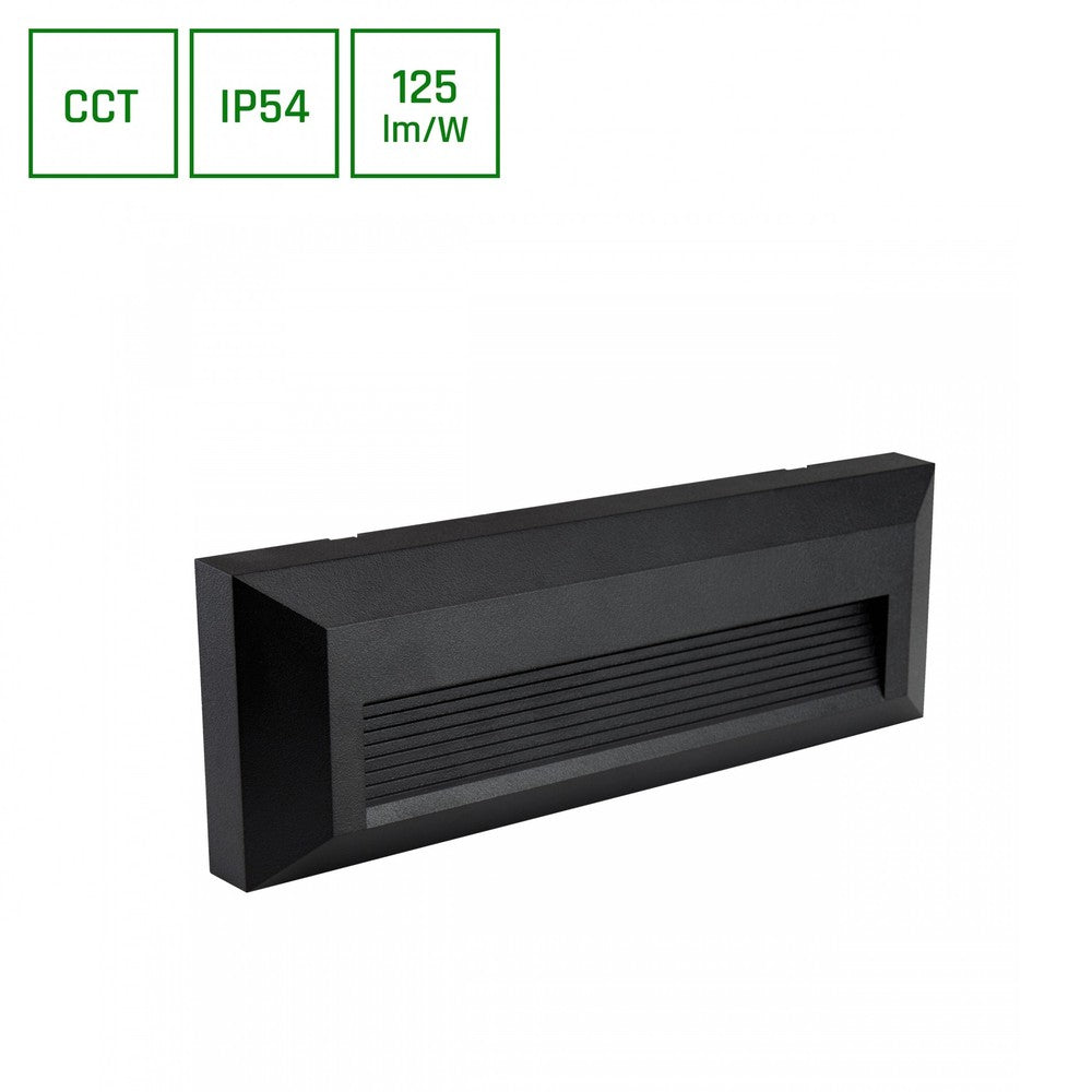 Asymmetrisk Sort Overflade Facadelampe 6W CCT 230V IP54 230x80x30mm - Energi Effektiv og Stilfuld Lampe til Udendørs Brug